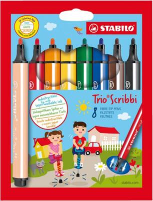 STABILO Fasermaler Trio Scribbi, 8er Kunststoff-Etui
