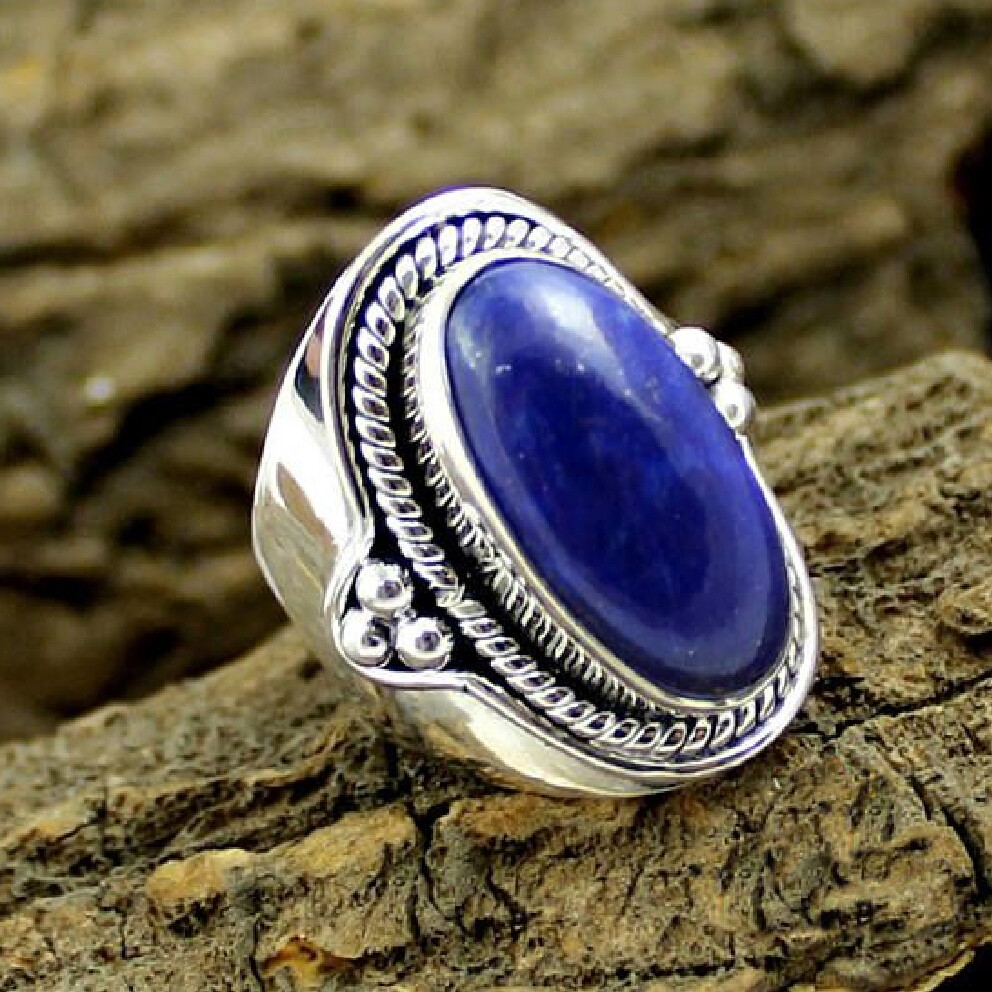 Lapis Lazuli Gemstone 925 Sterling Silver Handmade Ring