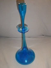 1960-64 Blenko Turquoise 'Shot Glass' Decanter Wayne Husted 16.5”