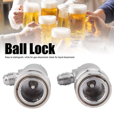 2PCS Quick Coupling Beer Keg Ball Lock Disconnect Stainless Steel Keg Fittings