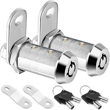2 Pack Cabinet Locks with Keys, 1-1/8" Tubular Cam Locks, Lock for RV storage