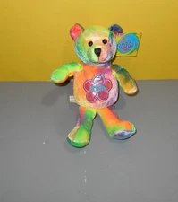 8" Groovy Pastel Flower Power Power Chest Teddy Bear Bean Stuffed Plush