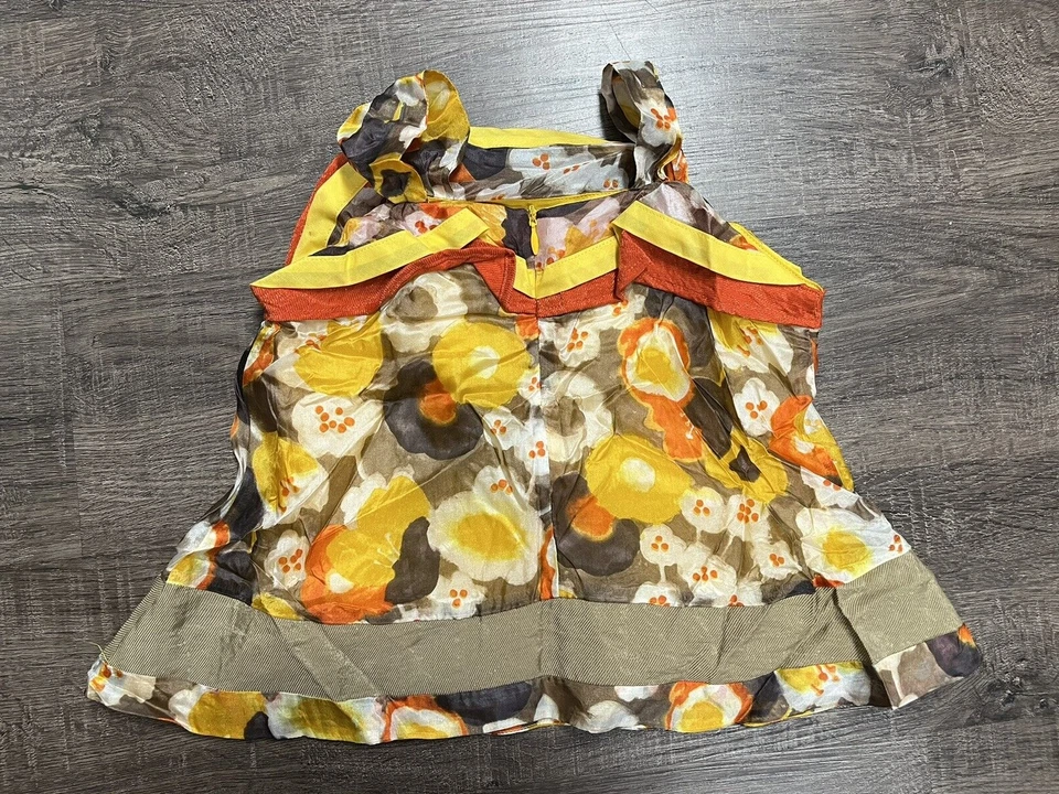NWT Catimini Girls Toddler 100% Silk Sleeveless Ruffle Fall Color Shirt Size 5 - Image 2 of 4