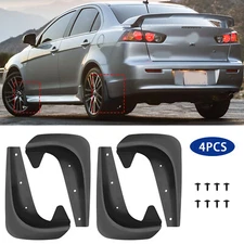 Black 4Pcs Front & Rear Car Fender Flaps Splash Mud Guards For Mitsubishi Lancer