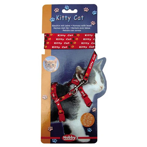 Nobby Garnitur Kitty Cat rot für Kätzchen, Leine 120 cm, Geschirr 15-22 cm