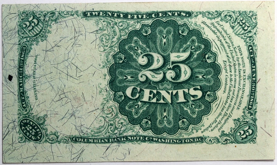 Fractional Currency Note 25 Cents 5th Issue Allison Spinner Short Key FR1309 UNC - Image 2 of 2