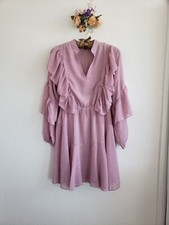 NWOT Amazon Women Longsleeve Over Knee Lilac Flowy Dress Size S