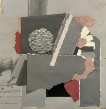 Signed Abstract Collage, Mixed Media,framed