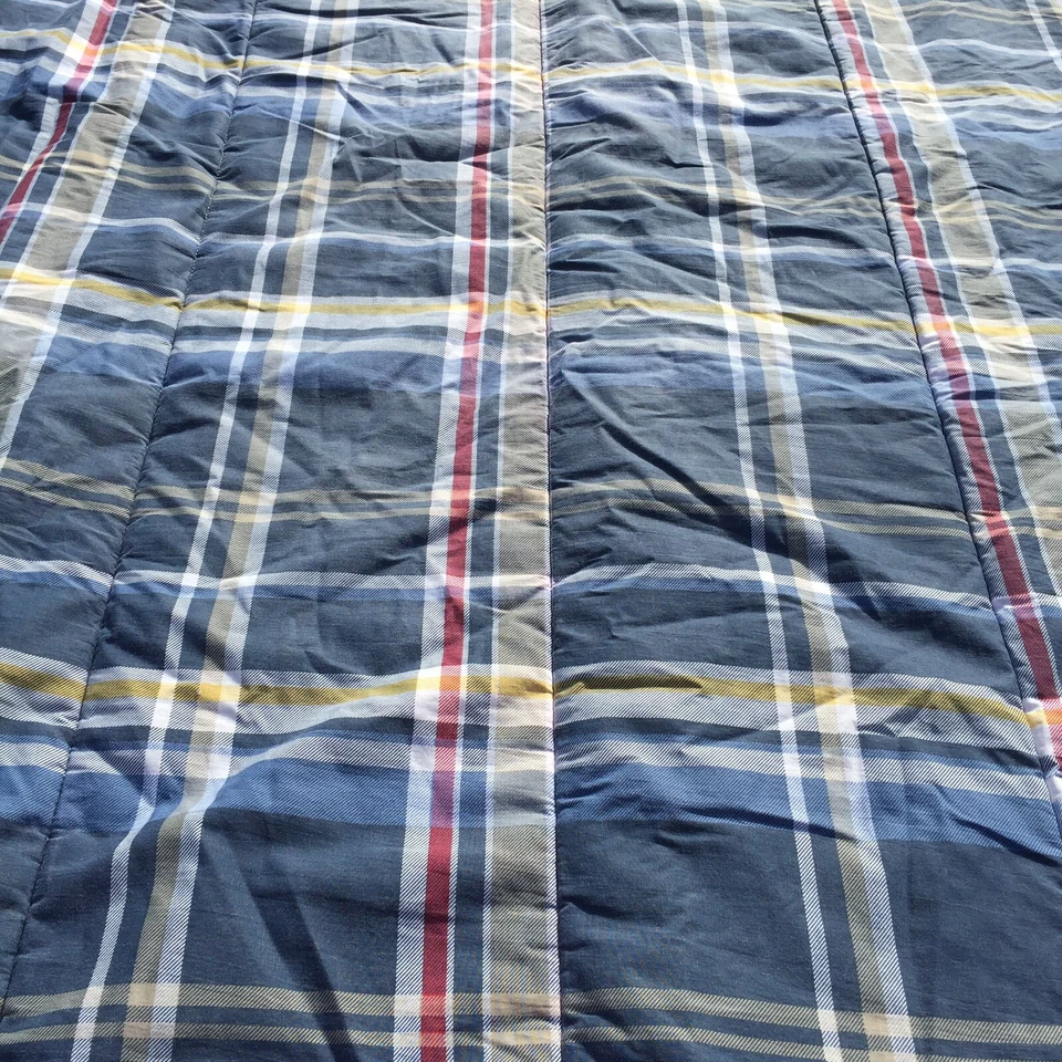 Plaid Twin Size Comforter Nautica Blue Red Yellow 100% Cotton - Image 2 of 4