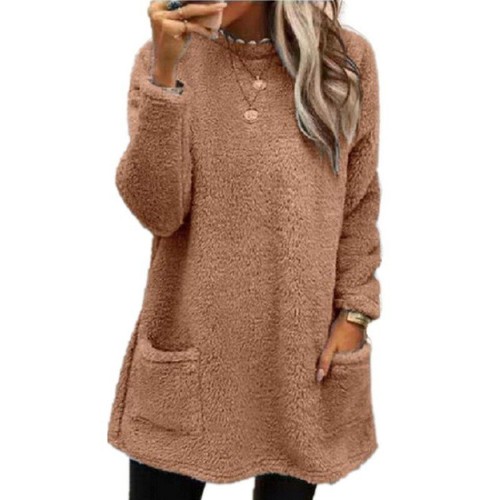 Woman Winter Fluffy Fleece Sweater Ladies Jumper Tunic Warm Plain Pullover Tops· - Picture 9 of 22
