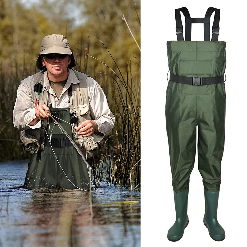 Fly Fishing Hunting Chest Waders Waterproof Stocking Foot Wader Pants with  Boots