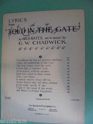 O Let Night Speak of Me Arlo Bates poem 1925 G W Chadwick high voice