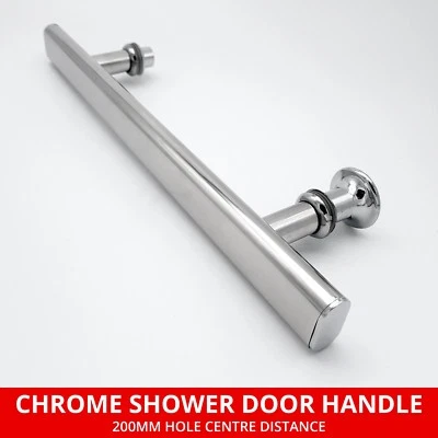 Shower Enclosure Door Handle Knob Chrome | 200mm (8") Hole Centres | 305mm Long