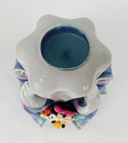 Candela colonna nastro scolpito a mano Minnie Mouse rosa e viola pastelli 5" vintage - Foto 6 di 9