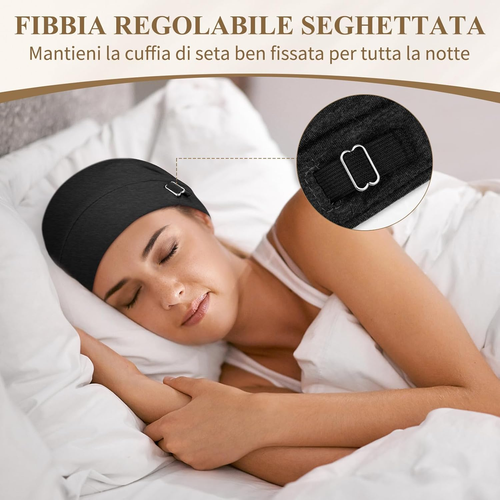 Beanie Hat Cuffia per Dormire, Cuffia Da Notte in Seta per Capelli Ricci, Regola - Foto 3 di 12
