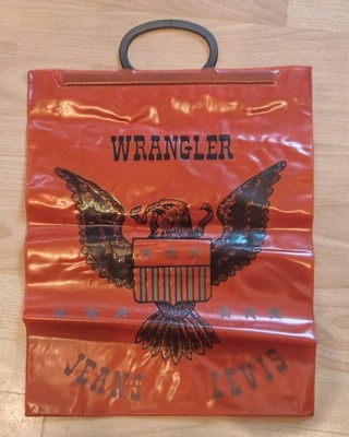 Vintage Wrangler Tasche 70er 80er Jeans Werbung Retro Kunststoff Shopper