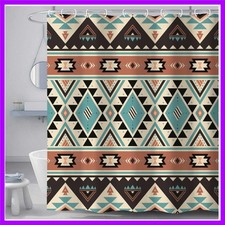 Southwestern Tribal Aztec Shower Curtain for Bathroom, American Native Ethnic...