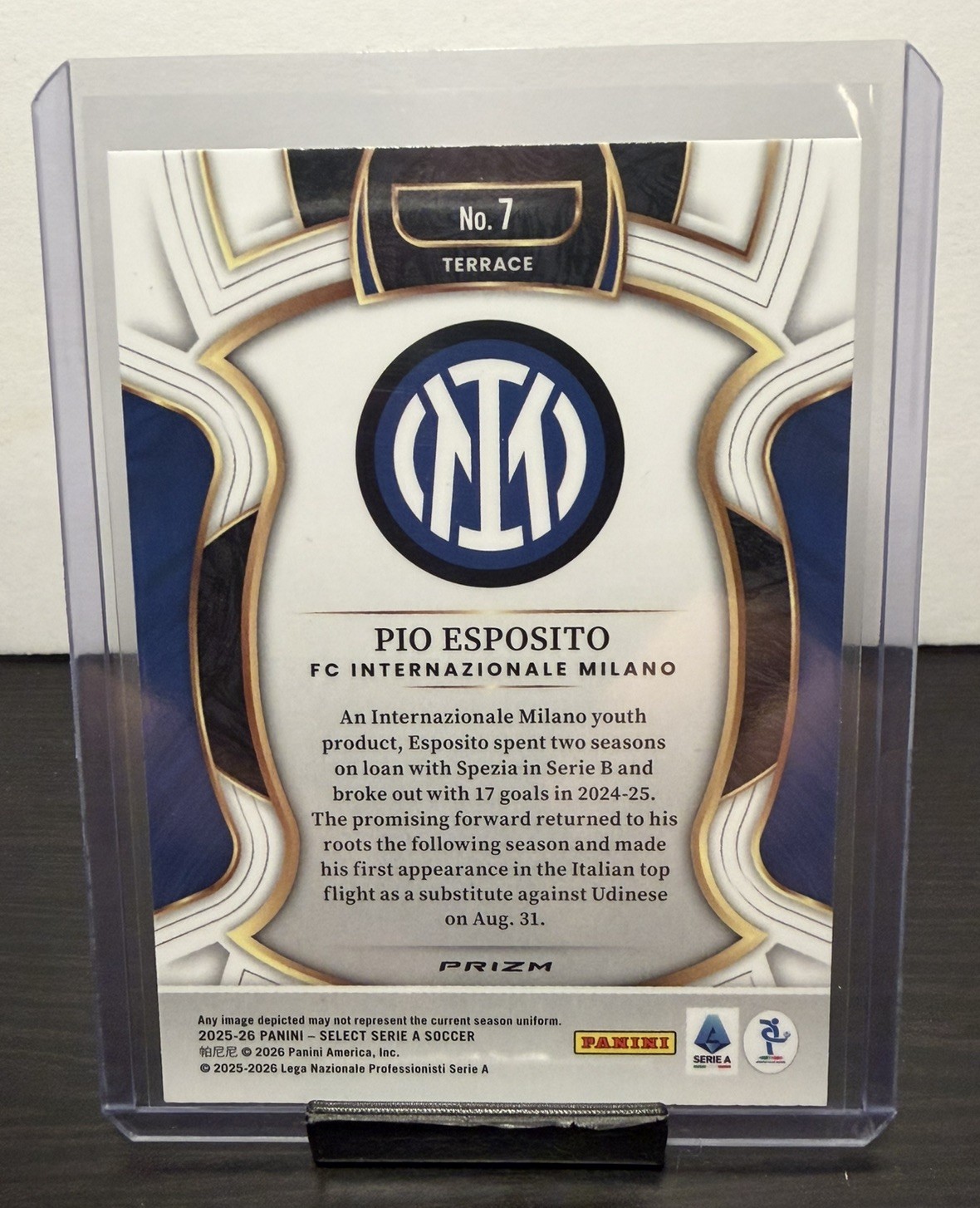 SELECT PRIZM PIO ESPOSITO RC WHITE SPARKLE SERIE A ROOKIE 2025 AMAZING  SSP LOOK view 2