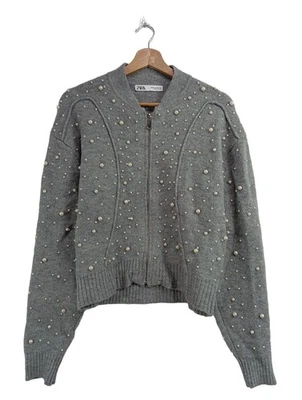 ZARA Strickjacke Damen Strickbekleidung Gr. DE 38 grau Casual-Look - Bild 1 von 4
