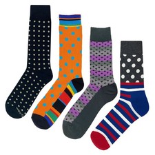 NWT Polka Dot 2 Dress Socks 4 Pack Novelty Men 8-12 Crazy Fun Sockfly