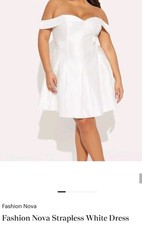 Nwt 2X Fashion Nova Strapless Off-Shoulder White Mini Dress box1