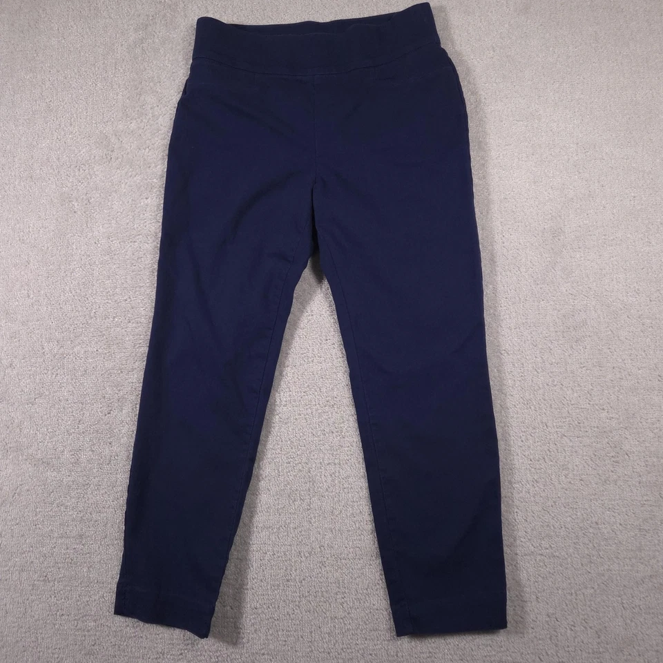 Pantalones para mujer St Johns Bay 8 azul marino tobillo elástico chino informal Foto 2 de 4