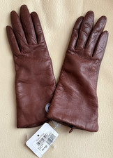 NWT NORDSTROM Women  s Size 6 Leather Cashmere Lined Touch Screen Gloves Brown