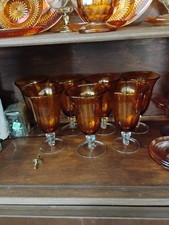 Artland Iris Amb Footed Ice Tea Glasses, Set of 7 + 1