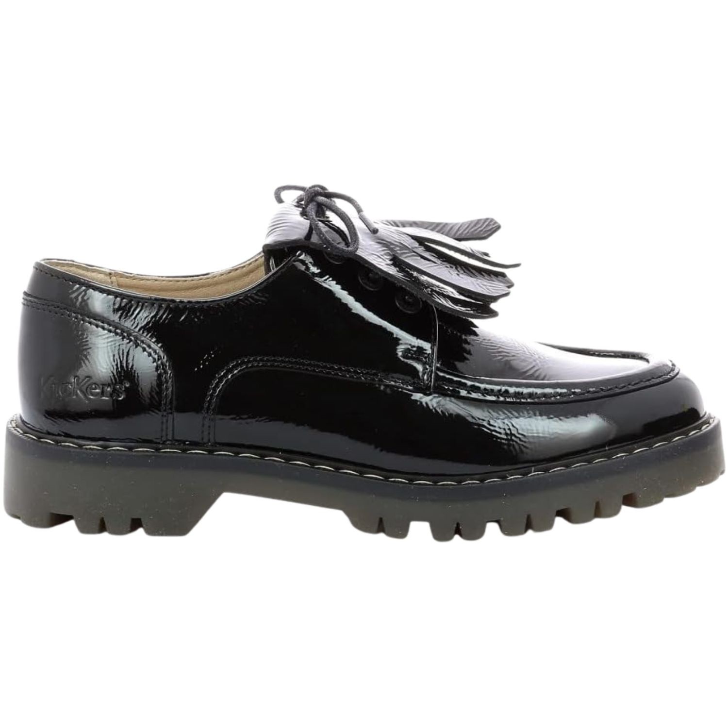 Kickers Decklow Damen Mokassin Lederschuhe lackiert schwarz 36