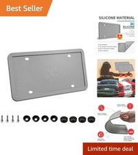 Gray Silicone License Plate Frame - Rattle-proof With Patented Design Gray Silicone License Plate Frame - Rattle-proof With Patented Design
