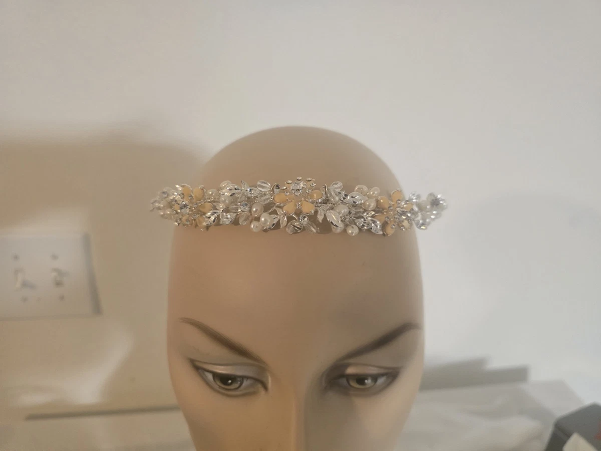 David’s Bridal Tiara with Swarovski Crytals Elegant Wedding Tiara Silver Swarovski Crystals Pearls Bride  main image 3