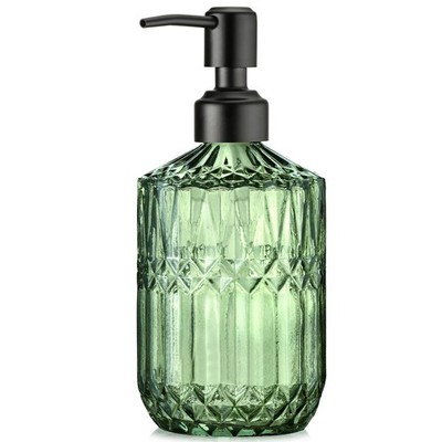 zuxzmj Green Glass Soap Dispenser with Black Rust Proof Pump Large,