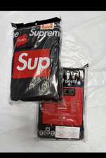 Supreme x Hanes Men  s Boxer Briefs Solid Black 4-Pack Underwear Size M