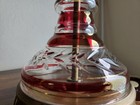 Rare Vtg Clear And Iridescent Cranberry Red Flash Glass Lamp Reticulated Base — photo 10