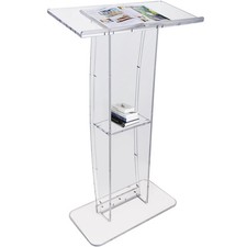 Acrylic Podium, 47" Clear Acrylic Podium Stand with Wide Reading Surface Stora