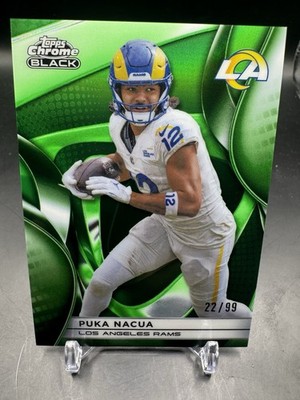 2025 Topps Chrome Black Puka Nacu #60 Green Refractor 22/99 Rams