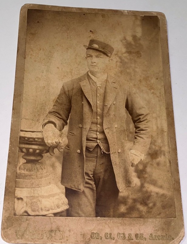 Rare Antique Railroad Uniform Working Man Providence Rhode Island Cabinet Photo!