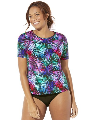 Swimsuits for All Chlorine Resistant Swim Tee Set - Black Abstract Stripe Black