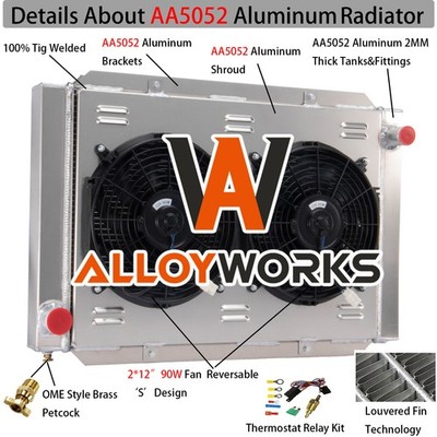 4 Core Aluminum Airboat Radiator+Shroud Fan Overall Size 31'' x 21'' #209000 Hot