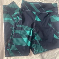 Sweaty Betty Full Length Zero Gravity Leggings Green Navy Shutter Print Small