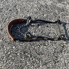 Mechanical Hackamore Bitless Western Horse Bridle Black Steel Chain Leather Tack
