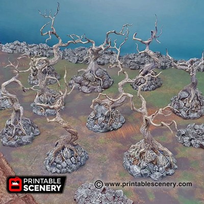 Contorted Trees - 15mm 20mm 25mm 28mm 32mm Printable Scenery Shadowfey Wilds Ter