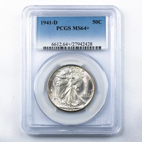 1941-D Walking Liberty Half Dollar PCGS MS64+ Denver Mint Silver 50C