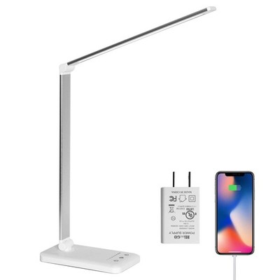 LED Desk Lamp,Eye-Caring Table Lamps,Stepless Dimmable Office Lamp with USB C...