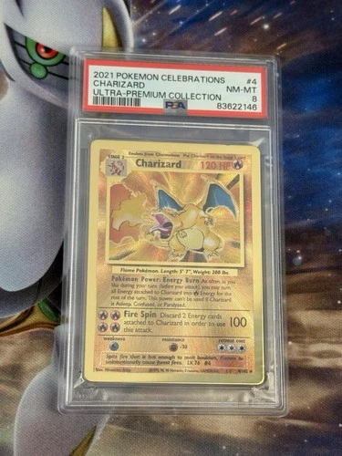PSA 8 Gold Metal Charizard Pokemon Celebrations Ultra Premium Collection UPC #4