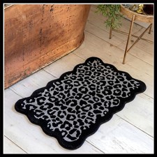 Scalloped Cheetah Rug Leopard Print Bathroom Mat 20 X 31 Grey