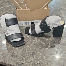 NEW w/box Dolce Vita PACA Black Stella Strappy Block Heel Buckle Sandals Women 6