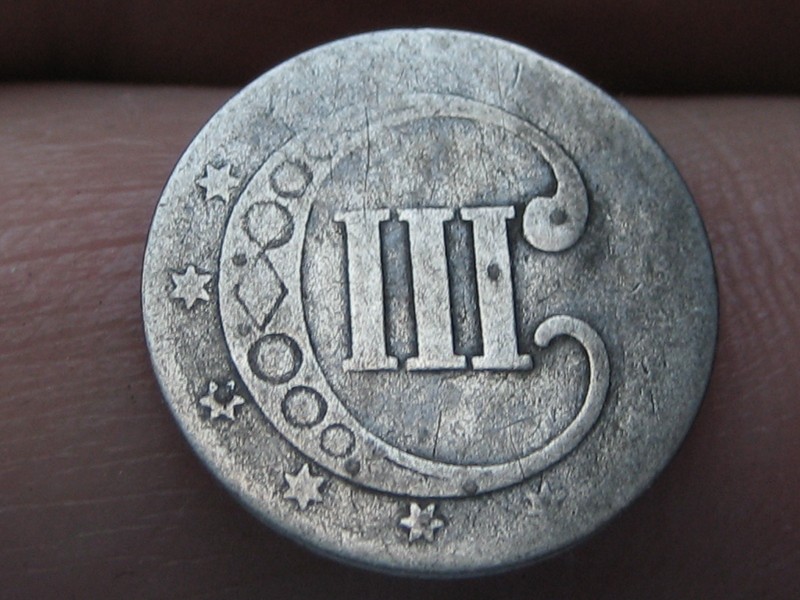 1851-1853 Three 3 Cent Silver Trime 3CS- Type 1, About Good Details