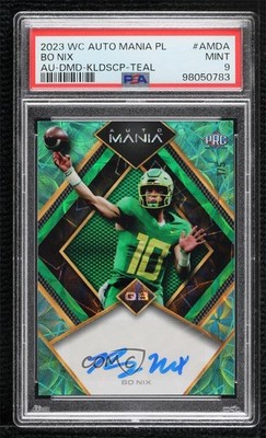 2023 Wild Card Mania Pro-Look Diamond Teal Kaleidoscope 1/5 Bo Nix Auto 17zd