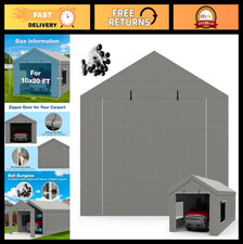 10x20 FT Carport Canopy Replacement Zipper Door - Waterproof, UV Protected, Easy